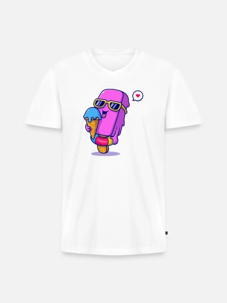 Sunny Pink Ice Pop Mascot - Men's Premium Organic V-Neck T-Shirt - white