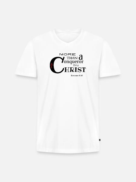 OVERCOMER - Men's Premium Organic V-Neck T-Shirt - white