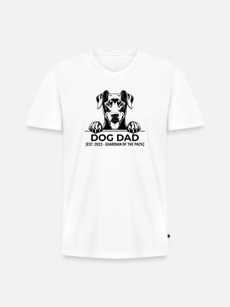Dog Dad Guardian Tee - Men's Premium Organic V-Neck T-Shirt - white