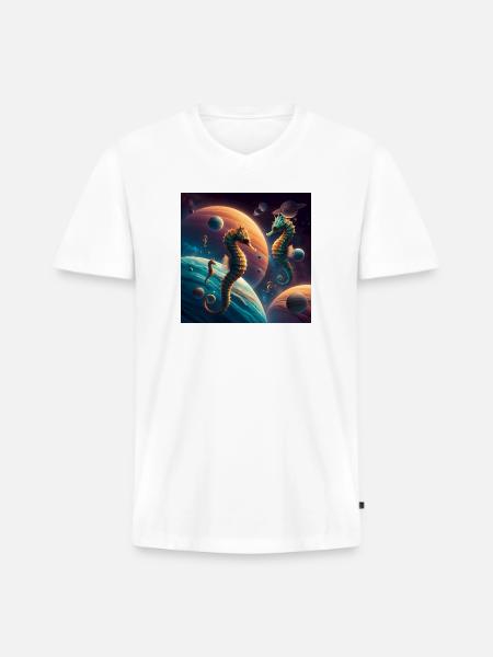 Space Herd - Men's Premium Organic V-Neck T-Shirt - white