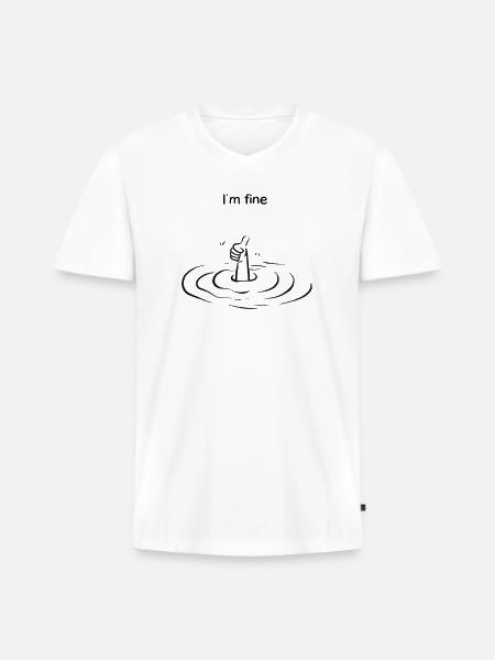 Thumbs Up Ripple Graphic - Men's Premium Organic V-Neck T-Shirt - white