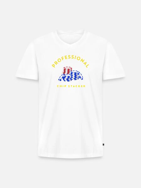 Professional_Chip_Stacker - Men's Premium Organic V-Neck T-Shirt - white