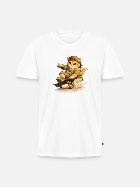 Skate Kitten on Board - Men's Premium Organic V-Neck T-Shirt - white