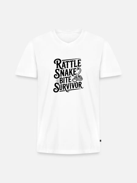 Rattle Snake Bite Survivor - Men's Premium Organic V-Neck T-Shirt - white