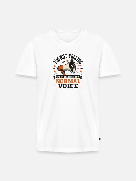 Normal Voice Megaphone Tee - Men's Premium Organic V-Neck T-Shirt - white