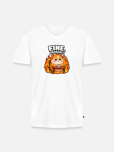 Fine. Probably - Men's Premium Organic V-Neck T-Shirt - white