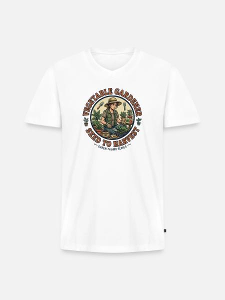 Seed to Harvest Garden - Men's Premium Organic V-Neck T-Shirt - white
