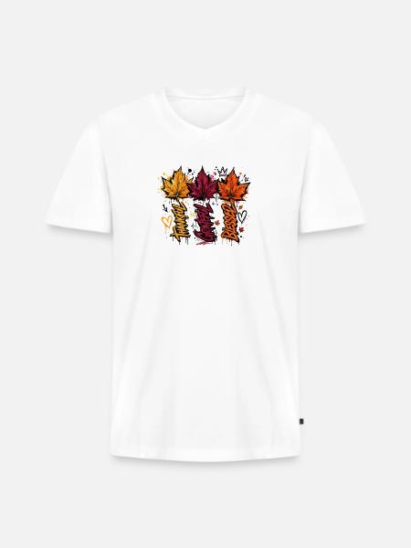 Autumn Graffiti Leaves - Men's Premium Organic V-Neck T-Shirt - white