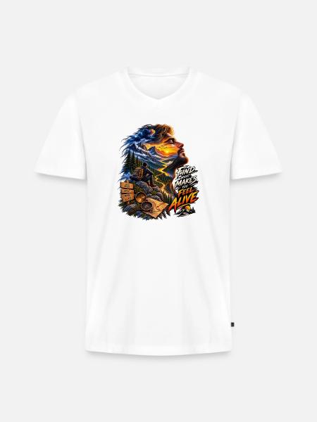 Feel Alive Summit Adventure - Men's Premium Organic V-Neck T-Shirt - white