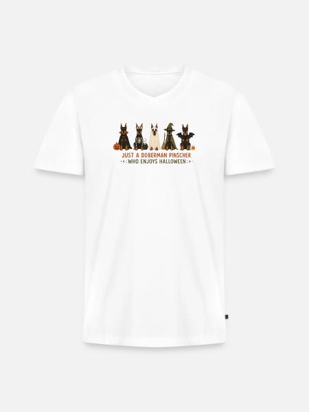 Doberman Halloween Crew - Men's Premium Organic V-Neck T-Shirt - white