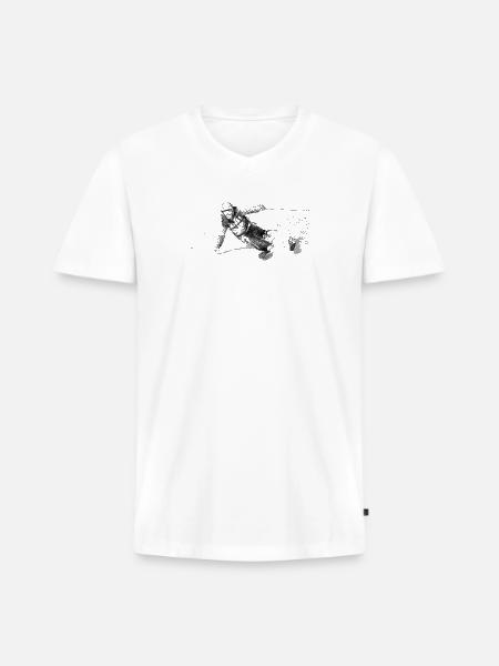 Alpine Skier Sketch Pattern - Men's Premium Organic V-Neck T-Shirt - white
