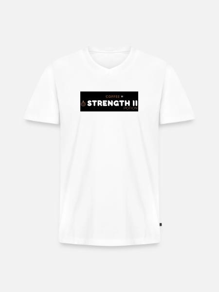 Coffee Strength Motivation Design - Men's Premium Organic V-Neck T-Shirt - white
