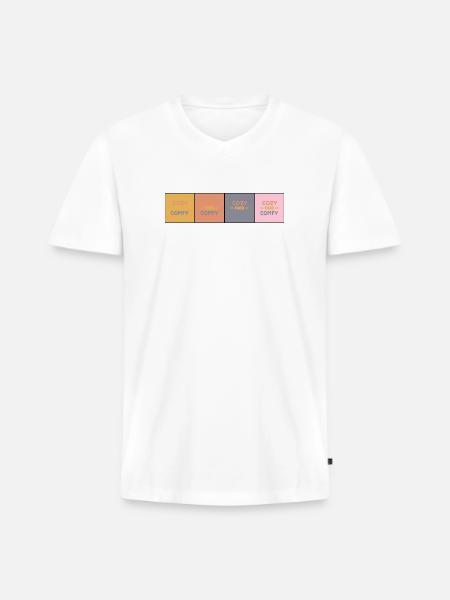 Cozy Comfy Quad Panels - Men's Premium Organic V-Neck T-Shirt - white