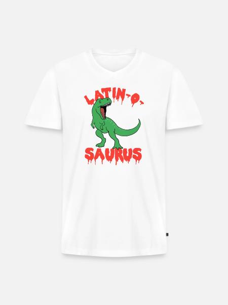 Latin Teacher Dinosaur Latinosaurus - Men's Premium Organic V-Neck T-Shirt - white