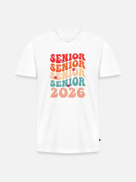 Senior Class 2026 Floral Rainbow - Men's Premium Organic V-Neck T-Shirt - white