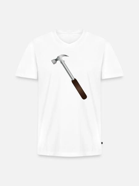 Hammer Carving: Rustic Tool Graphic - Men's Premium Organic V-Neck T-Shirt - white