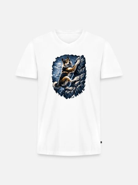 Alpine Husky Climber - Men's Premium Organic V-Neck T-Shirt - white