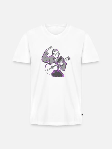 Learning_One_String - Men's Premium Organic V-Neck T-Shirt - white