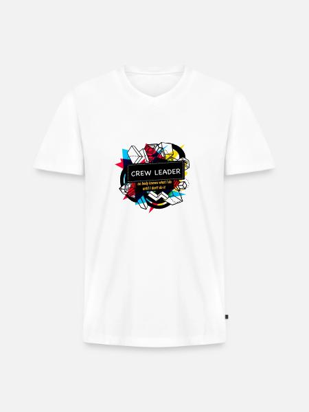 CREW LEADER - Men's Premium Organic V-Neck T-Shirt - white