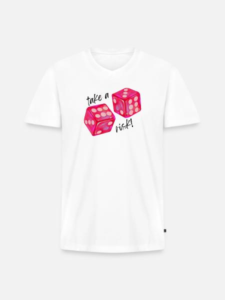 Take a Risk Graphic - Men's Premium Organic V-Neck T-Shirt - white