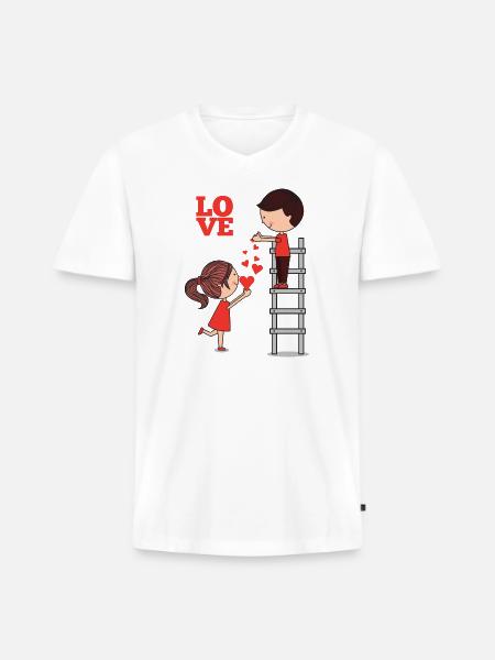 LOVE Collection - Men's Premium Organic V-Neck T-Shirt - white