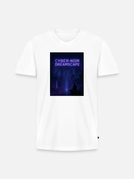 Cyber-Noir Dreamscape Design - Men's Premium Organic V-Neck T-Shirt - white
