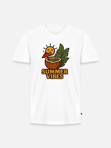 Sunlit Coconut Summer - Men's Premium Organic V-Neck T-Shirt - white