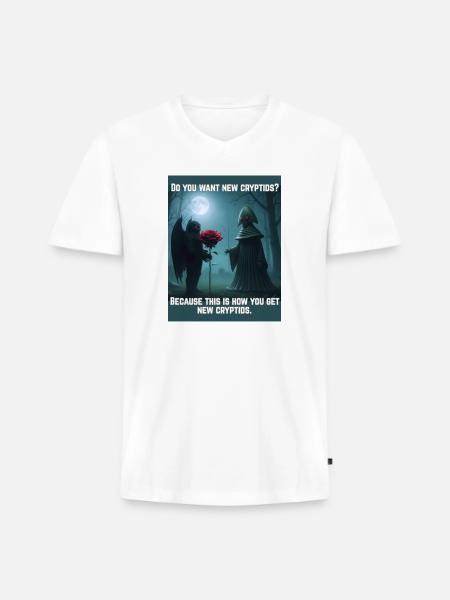 Mothman Romance - Men's Premium Organic V-Neck T-Shirt - white