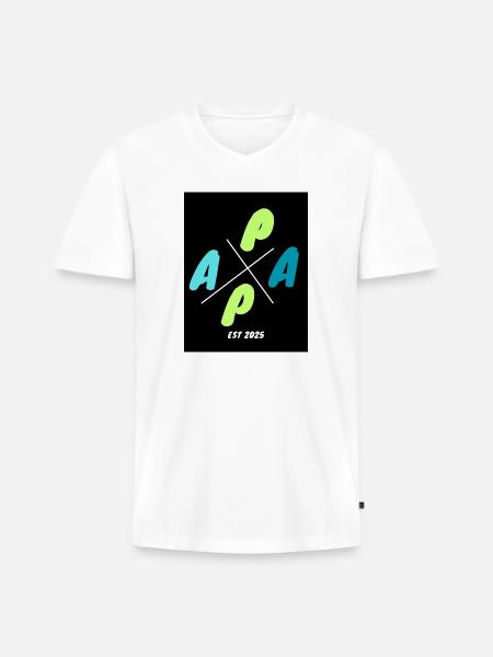 APPA Cross Logo EST 2025 - Men's Premium Organic V-Neck T-Shirt - white