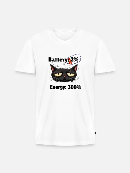 Battery 2% energyn300% - Men's Premium Organic V-Neck T-Shirt - white