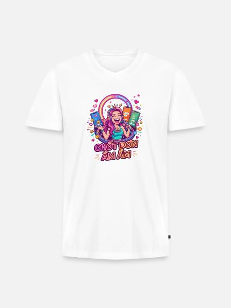 Neon Goddess Streamer - Men's Premium Organic V-Neck T-Shirt - white