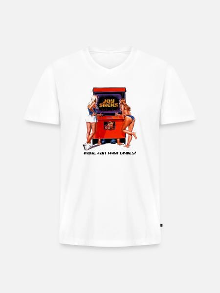 Joysticks Arcade - Men's Premium Organic V-Neck T-Shirt - white