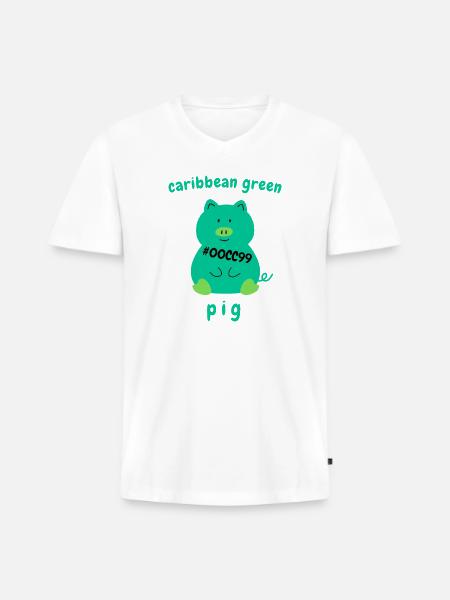 Caribbean green Pig - Men's Premium Organic V-Neck T-Shirt - white