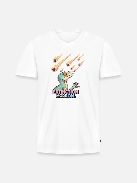 Extinction Meteor Dino - Men's Premium Organic V-Neck T-Shirt - white