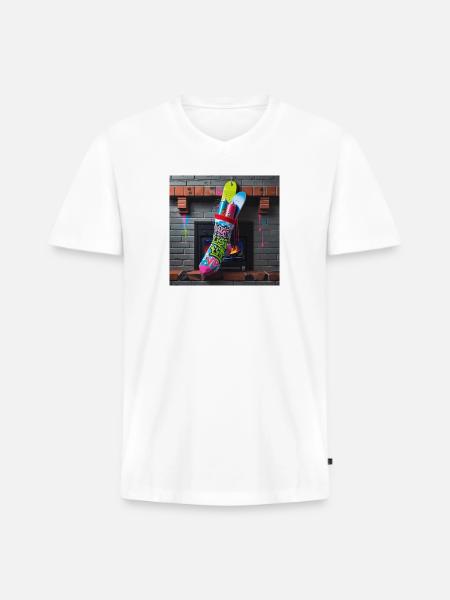 Naughty List Graffiti Sock - Men's Premium Organic V-Neck T-Shirt - white