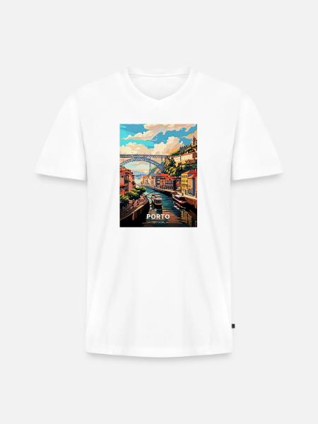 Porto Portugal Travel - Men's Premium Organic V-Neck T-Shirt - white