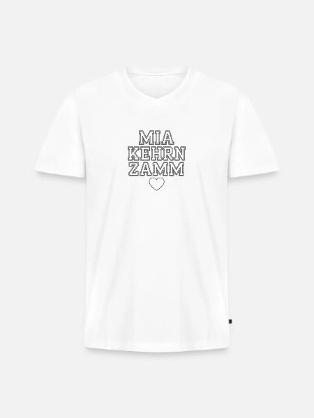 Mia Kehren Zamm Heart Tee - Men's Premium Organic V-Neck T-Shirt - white