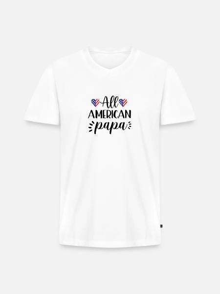 Papa - Men's Premium Organic V-Neck T-Shirt - white