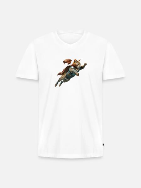 marvel cat flying - Men's Premium Organic V-Neck T-Shirt - white