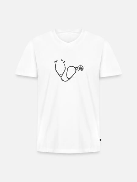 Stethoscope - Men's Premium Organic V-Neck T-Shirt - white