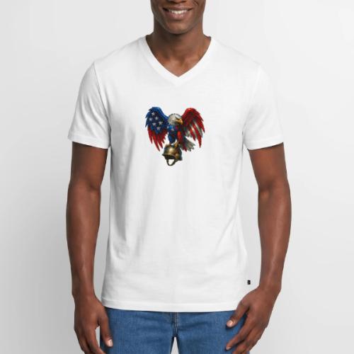 American Flag Bald Eagle - Helmet - Men's Premium Organic V-Neck T-Shirt