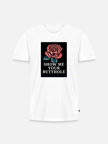 Rose Bold Text Statement - Men's Premium Organic V-Neck T-Shirt - white