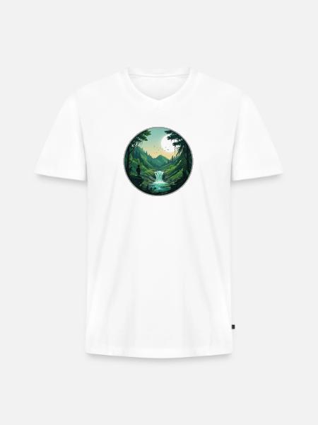 Moonlit Forest Valley - Men's Premium Organic V-Neck T-Shirt - white