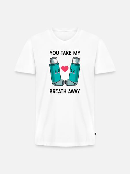 Funny Asthma Inhalers Love T-Shirt - Men's Premium Organic V-Neck T-Shirt - white