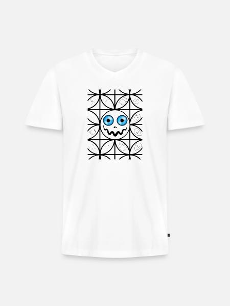 Scary faces - Men's Premium Organic V-Neck T-Shirt - white