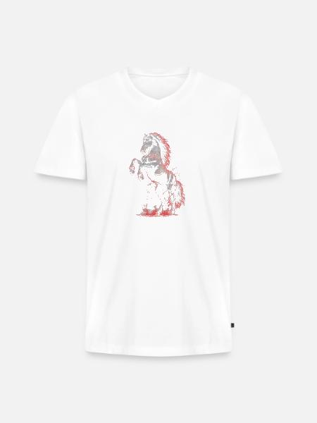 Crimson Blaze Stallion - Men's Premium Organic V-Neck T-Shirt - white