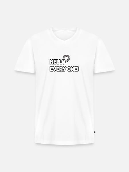 HELLO EVERY ONE 001 - Men's Premium Organic V-Neck T-Shirt - white