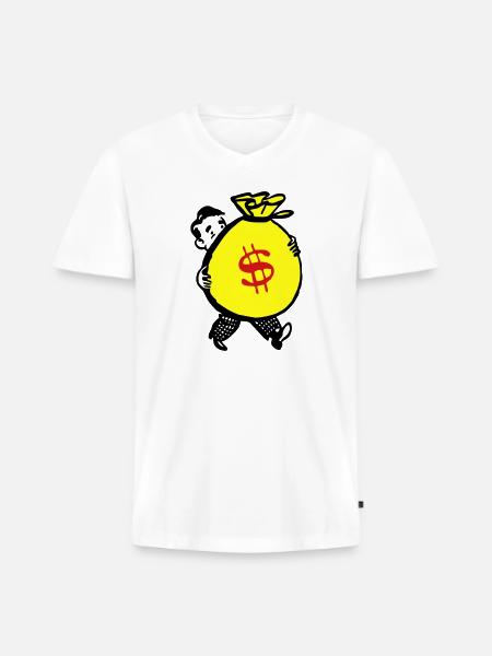 Money Bag - Men's Premium Organic V-Neck T-Shirt - white