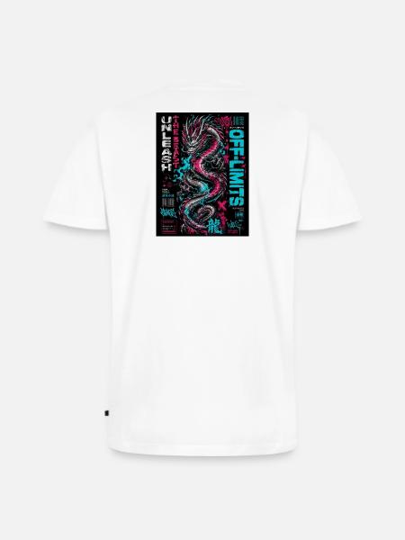 Neon Dragon Chaos Print - Men's Premium Organic V-Neck T-Shirt - white