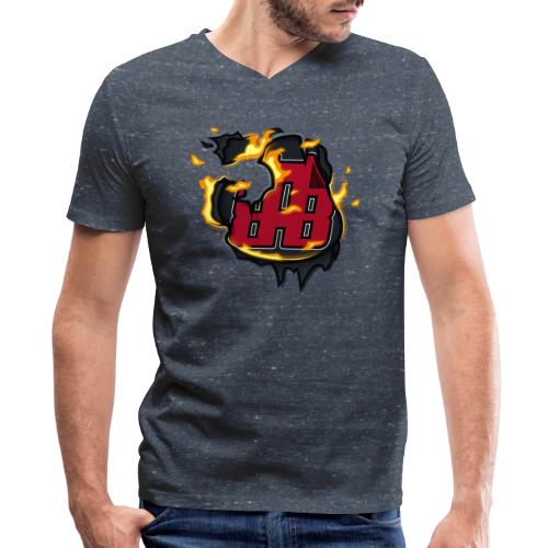 BAB Logo on FIRE! - Men's V-Neck T-Shirt by Canvas